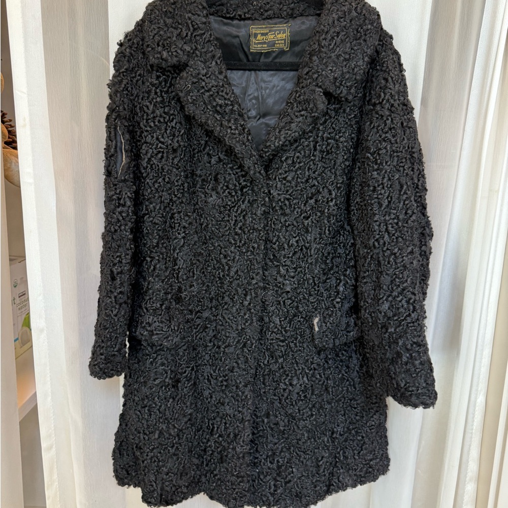 Women's Black Real goat Mary's fur salon Fur Coat